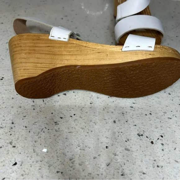 Free People Dune Wooden Beach White Leather Clog wood clog​​ - Picture 5 of 10